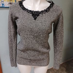 J. Crew pullover 100% Lambswool Sweater womens size xs gray sequined collar